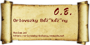 Orlovszky Bökény névjegykártya